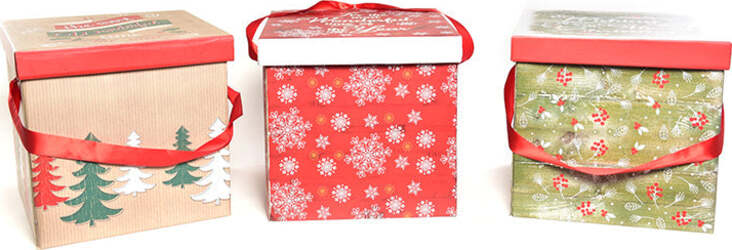 Scatola porta panettone in cartoncino con decorazioni natalizie 34.5 cm Casa e cucina/Decorazioni per interni/Addobbi e decorazioni per ricorrenze/Decorazioni natalizie/Oggettistica MagiediNatale.it - Altamura, Commerciovirtuoso.it