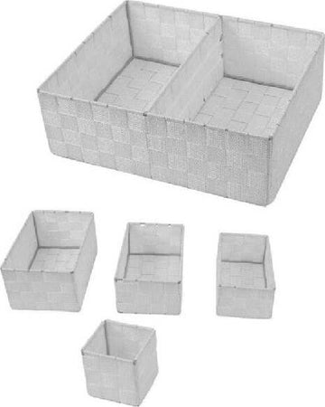 Scatole-In-Tessuto-Componibili-Organizer-Per-Bagno-Armadi-Scaffali-79079-Grigio