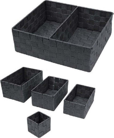 Scatole-In-Tessuto-Portaoggetti-Organizer-Per-Bagno-Armadi-Scaffali-79154-Grigio