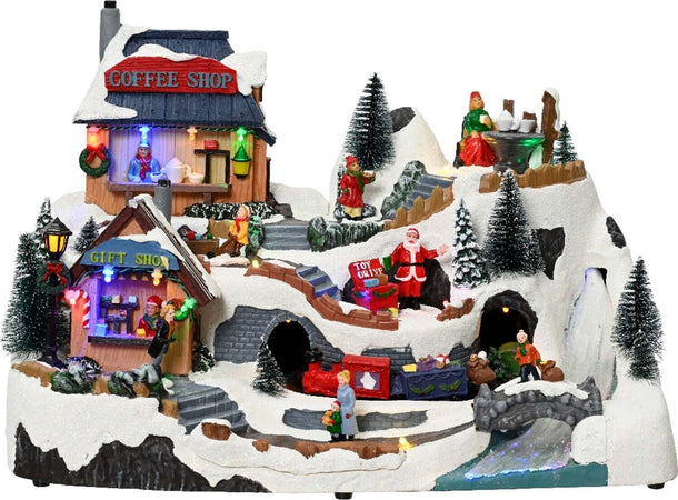 Scena animata a Led con negozi e babbo natale con luci e movimenti 40 cm Casa e cucina/Decorazioni per interni/Addobbi e decorazioni per ricorrenze/Decorazioni natalizie/Oggettistica MagiediNatale.it - Altamura, Commerciovirtuoso.it