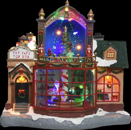 Scena animata a Led con negozio di giocattoli con luci 28,5 cm Casa e cucina/Decorazioni per interni/Addobbi e decorazioni per ricorrenze/Decorazioni natalizie/Oggettistica MagiediNatale.it - Altamura, Commerciovirtuoso.it