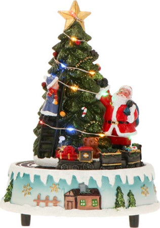 Scena Natalizia albero illuminato con led con babbo Natale decorazione per villaggio di Natale Casa e cucina/Decorazioni per interni/Addobbi e decorazioni per ricorrenze/Decorazioni natalizie/Oggettistica MagiediNatale.it - Altamura, Commerciovirtuoso.it