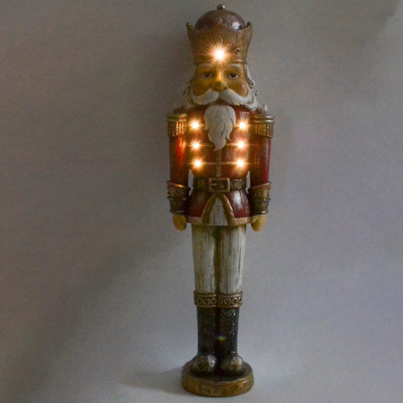 Statuetta Soldatino schiaccianoci decorativo in poliresina con luci per decorazioni natalizie