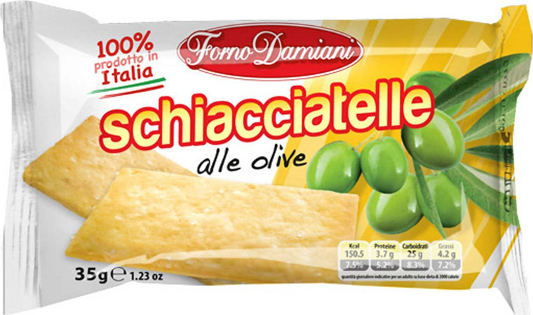 Schiacciatelle Alle Olive Forno Damiani Cracker Monoporzione Da 35 Gr Gusto Olive Snack Leggero Alimentari e cura della casa/Snack dolci e salati/Salatini e bretzel Non solo alimenti - Albano Laziale, Commerciovirtuoso.it