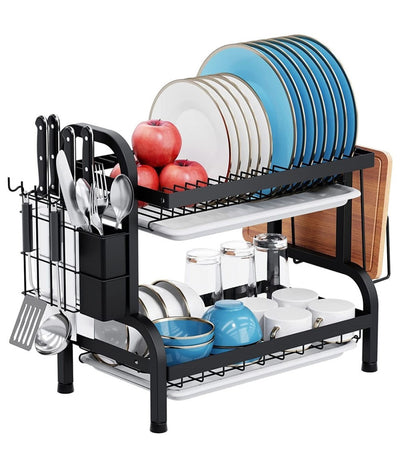 Scolapiatti Appoggio Lavello Acciaio A Doppio Strato Vassoi Scaffale Portaposate