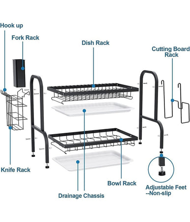 Scolapiatti Appoggio Lavello Acciaio A Doppio Strato Vassoi Scaffale Portaposate