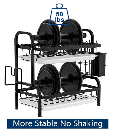 Scolapiatti Appoggio Lavello Acciaio A Doppio Strato Vassoi Scaffale Portaposate