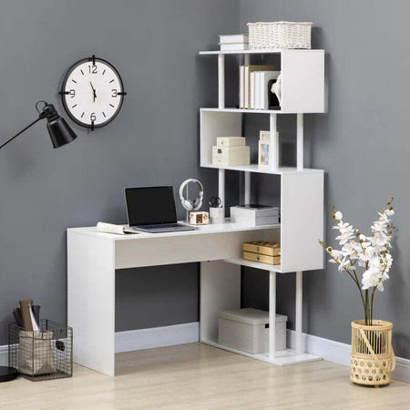 Scrivania-Angolare-Moderna-in-Truciolato-per-Ufficio-e-Studio-con-Ripiano-a-4-Livelli,-120x80x176-cm,-Bianco-ZS7836-509ZS7
