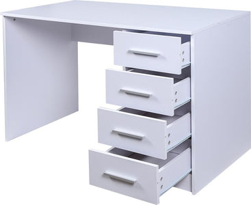 Scrivania-con-Cassettiera-4-Cassetti-Tavolo-Porta-Pc-Computer-Legno-Bianco
