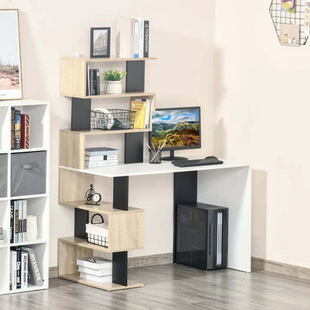 Scrivania-con-Libreria-per-Camera,-Scrivania-Ufficio,-Scrivania-Porta-PC-in-Legno-Multicolore,-120x60x148cm-ZW2836-413ZW2