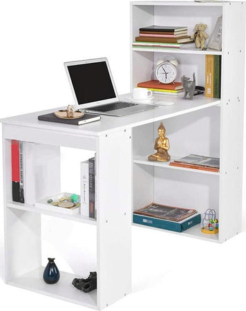 Scrivania-con-Libreria-Tavolo-Porta-Pc-Computer-in-Melamina-Casa-Ufficio-Bianco