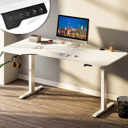 Scrivania-Elettrica-Regolabile-Altezza-160x75x72-117cm-Bianco-Console-di-Comando