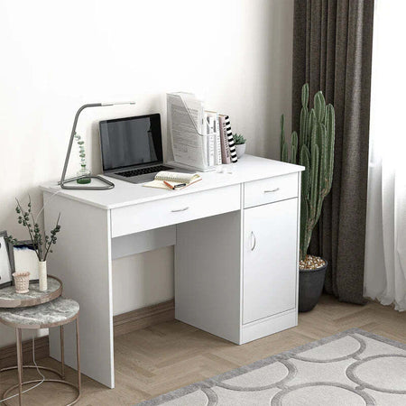 Scrivania-Moderna-per-PC-e-Computer-con-2-Cassetti-e-1-Armadietto,-Scrivania-con-Libreria-Salvaspazio-per-Ufficio-o-Camera-in-Legno,-Bianco-ZH3836-267WT
