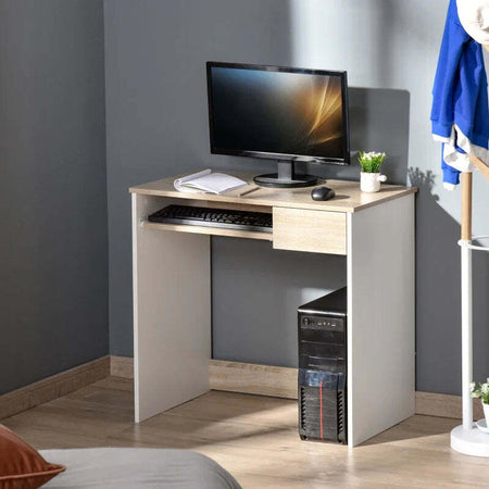 Scrivania-per-Camera,-Scrivania-PC-in-Legno,-Scrivania-per-Computer-con-Ripiano-Tastiera,-Bianca-e-Rovere-QI7836-410AKQI7
