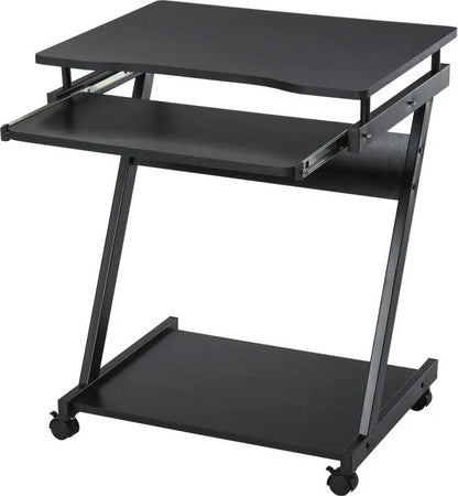 Scrivania-per-Computer-Porta-PC-Classico-e-Salvaspazio,-Scrivania-per-cameretta-con-Piano-Tastiera-a-Scomparsa,-4-Ruote-e-Ripiano-Inferiore-Nero-60x48x73cm-QS2836-293BKQS2