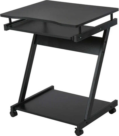 Scrivania-per-Computer-Porta-PC-Classico-e-Salvaspazio,-Scrivania-per-cameretta-con-Piano-Tastiera-a-Scomparsa,-4-Ruote-e-Ripiano-Inferiore-Nero-60x48x73cm-QS2836-293BKQS2