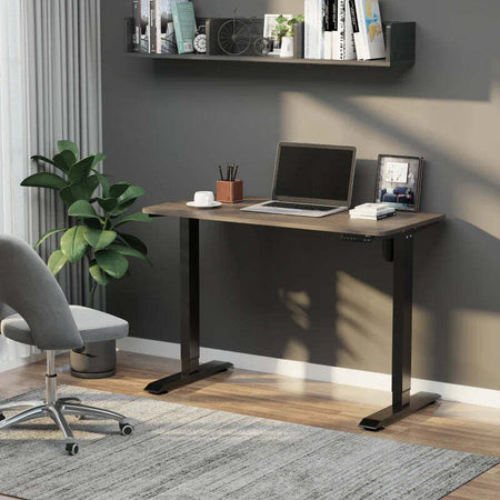 Scrivania-Sollevabile-a-4-Altezze-con-Design-Anticollisione,-Scrivania-Porta-PC-con-Regolazione-Elettrica,-Metallo-Nero-Legno-Teak-XC1920-072V90BKXC1