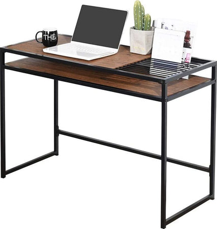 Scrivania-Tavolo-Porta-Pc-Legno-Metallo-con-Portadocumenti-Design-Industriale