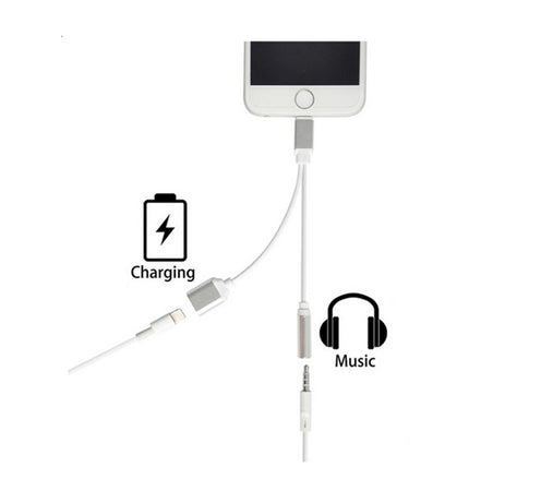Cavo adattatore sdoppiatore LIGHTNING > LIGHTNING + Jack 3.5mm Femmina per iPhone