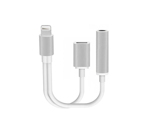 Cavo adattatore sdoppiatore LIGHTNING > LIGHTNING + Jack 3.5mm Femmina per iPhone