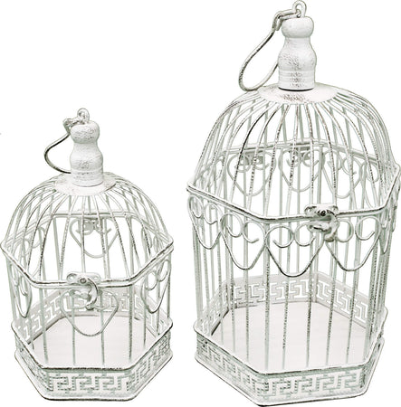 SEBATIEN---set-di-2-gabbie-esagonali-stile-provenzale-in-ferro-verniciato-Bianco-Milani-Home