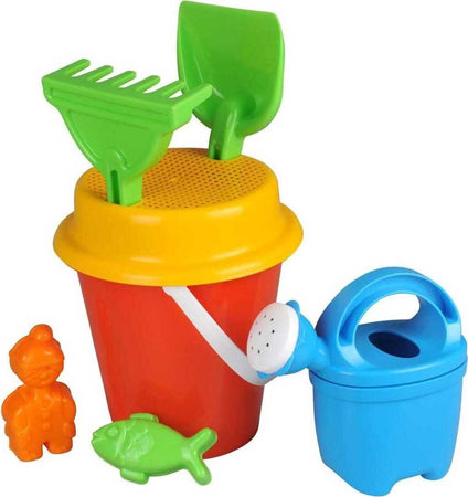 Secchiello da mare per Bambini con formine setaccio paletta e rastrello h 18 cm Giochi e giocattoli/Sport e giochi all'aperto/Sabbiere e giocattoli da spiaggia/Giocattoli per sabbia e spiaggia La Zappa - Altamura, Commerciovirtuoso.it