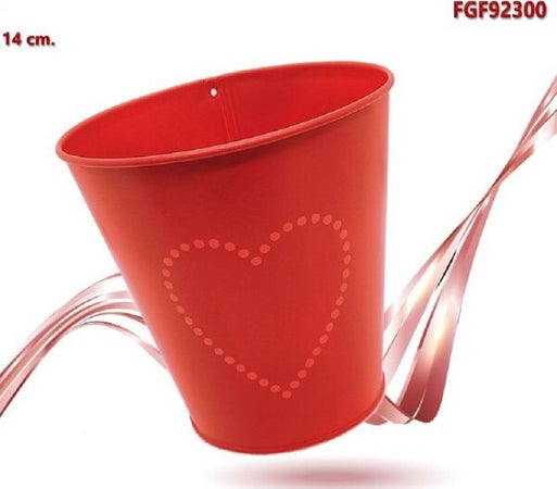 Secchiello-Rosso-Decorativo-Latta-14cm-Con-Cuore-Idea-Regalo-San-Valentino-92300