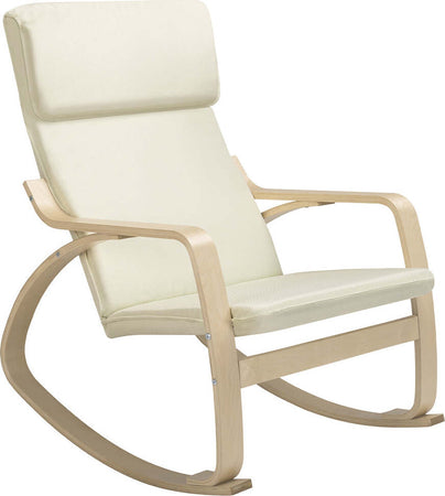 Sedia-a-Dondolo-Poltrona-Relax-in-Cotone-Beige-con-Schienale-Cuscino-Ergonomici
