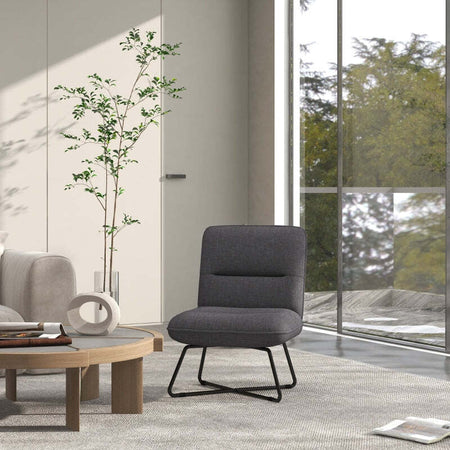 sedia-soggiorno-salotto-ufficio-studio-Poltrona-Moderna-con-Base-in-Acciaio-e-Rivestimento-in-Tessuto,-61x68x83.5cm,-Grigio-Scuro-F