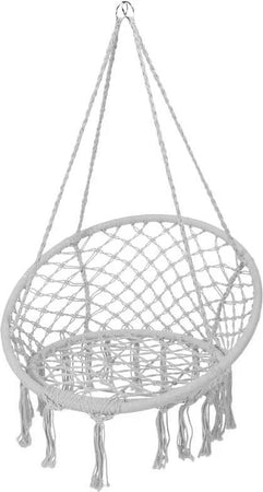 Sedia sospesa a dondolo, intreccio in corda, colore bianco, seduta comoda, per esterno Giardino e giardinaggio/Arredamento da giardino e accessori/Amache sedie sospese e accessori/Amache Decor Space - Altamura, Commerciovirtuoso.it