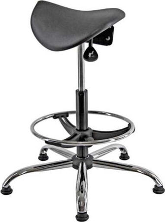 Sedia tecnica a sella E19W - con poggiapiedi telescopico - piedini in gomma - nero-acciaio - Unisit Casa e cucina/Arredamento/Studio/Sedie e Sgabelli/Sedie da scrivania Eurocartuccia - Pavullo, Commerciovirtuoso.it