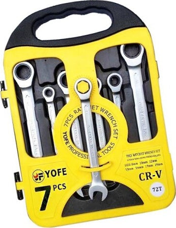 Serie-Set-Kit-7-Chiavi-Combinate-A-Cricchetto-Flessibili-In-Valigetta-Trasporto