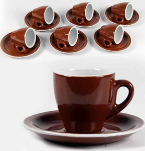 Servizio-Set-6-Tazzine-da-Caffe-Tazzina-in-Ceramica-con-Piattino-Marrone-95ml