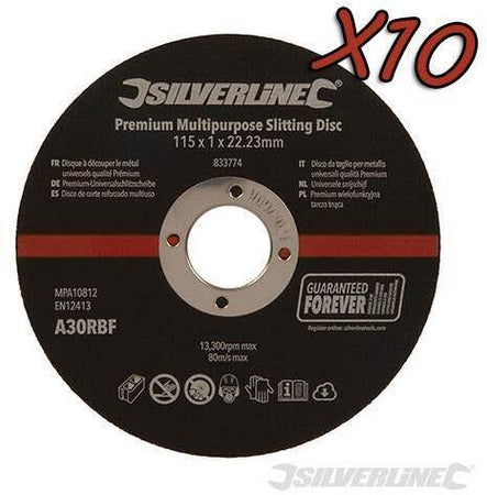 Set 10 Dischi da Taglio piatto Silverline per Metallo da usare con Smerigliatrici