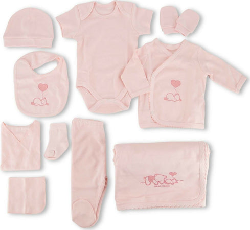Set-10-pezzi-neonato-bambino-o-bambina-in-100%-cotone-misura-nascita-orgnaico-by-irge-set-corredino-con-copertina-cappellino-bavetta-calzini-body-camicine