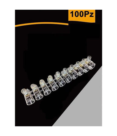 Set 100pz Morsetto A Cappuccio Unipolare Trasparente Per Cavi Sezione 6 Mm Ms-60