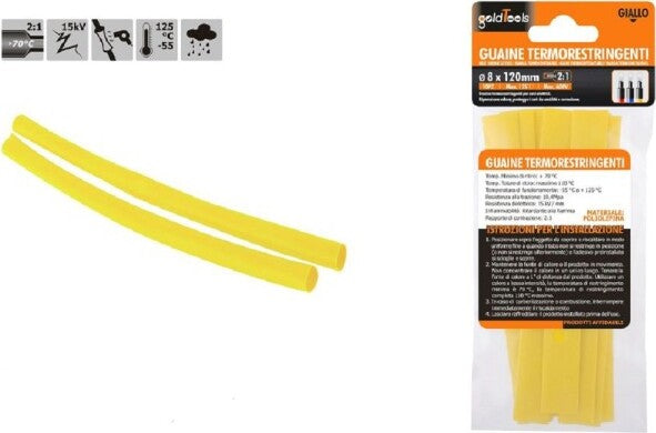 Set-10pz-Guaine-Termorestringenti-Termoretrattili-Gialle-8x120-Mm-Per-Cavi-57089