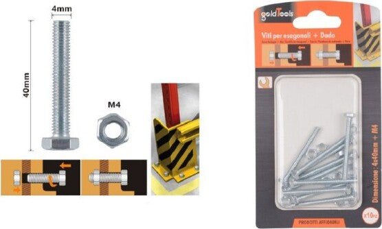 Set-10pz-Vite-Viti-Per-Esterno-A-Testa-Esagonali-4-X-40mm-Con-Dadi-Dado-M4-90907