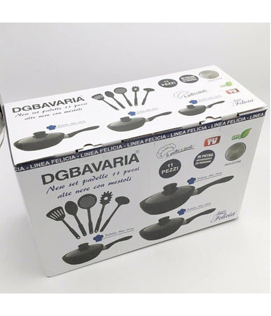 Set 11pz Padelle In Pietra Lavica Antiaderente Coperchio Mestoli Ad Induzione Gas