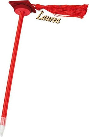Set-12-Bomboniera-Laurea-Penna-A-Sfera-Rossa-Rosso-Con-Applicazione-Legno-Tocco