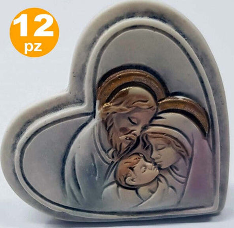 Set-12-Bomboniere-Cuore-Nativita'-Giuseppe-Madonna-Bianco-Ceramica-Soprammobile