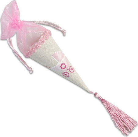 Set-12-Coni-Porta-Confetti-Bomboniera-Per-Nascita-Battesimo-Bimba-Femmina-Rosa