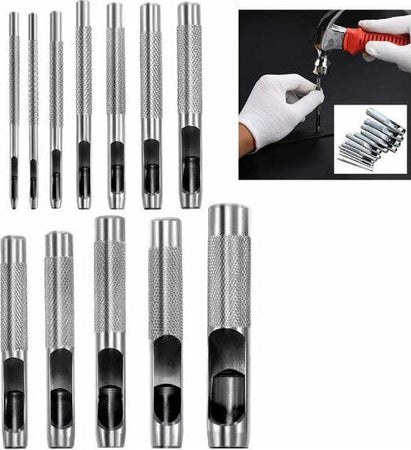 Set-12-Fustelle-Punzoni-In-Acciaio-Per-Cuoio-Lamiere-Stoffa-Pelle-Legno-3-19-Mm
