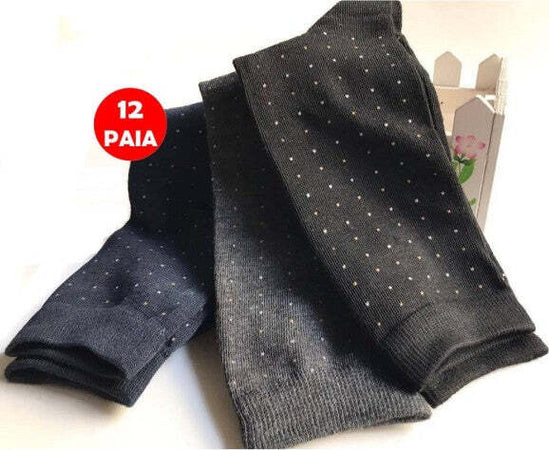 Set-12-Paia-Calze-Calzini-A-Pois-Uomo-A-Meta-Polpaccio-In-Cotone-Caldo-Tg-40/46