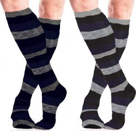 Set-12-Paia-Calzini-Lunghi-X-Uomo-Cotone-Colori-Assortiti-A-Righe-Larghe-Ak-119