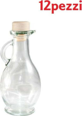 Set-12-Pezzi-Bottiglie-Bottigline-Vetro-Trasparente-Egizia-Con-Tappo-250cc