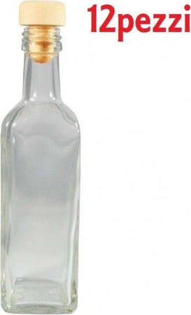 Set-12-Pezzi-Bottiglie-Bottigline-Vetro-Trasparente-Mary-Con-Tappo-60cc