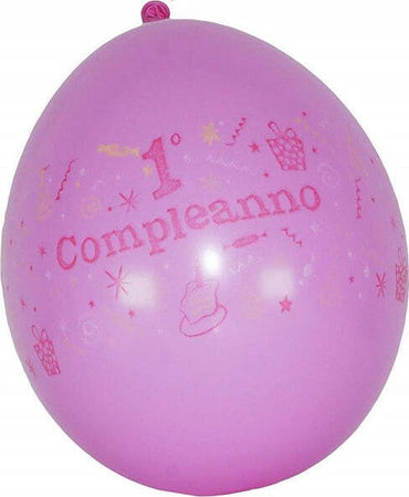 Set-12-Pezzi-Palloncini-Palloncino-1-Compleanno-Rosa-Bambina-Festoni-Decorazione