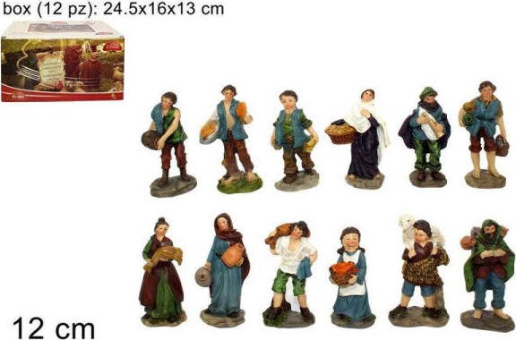 Set-12-Pezzi-Pastori-Statuine-Presepe-Assortiti-Presepio-Di-Natale-Altezza-12cm