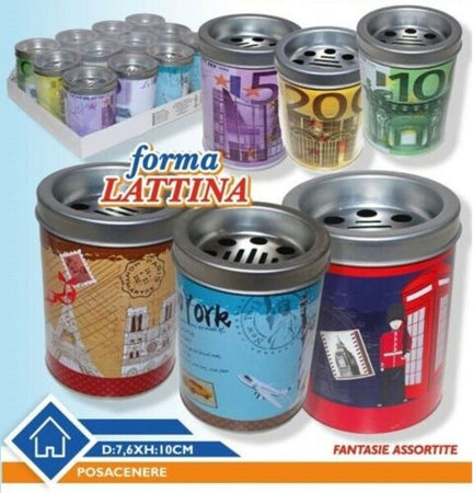 Set-12-Pezzi-Posacenere-Ceneriera-Metallico-A-Forma-Di-Lattina-Colorato